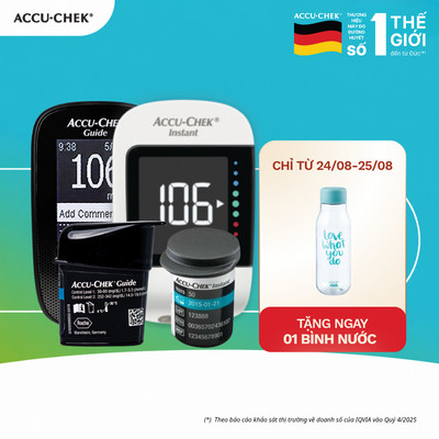 Máy Đo Đường Huyết Accu-Chek Guide Kèm 25 Que 25 Kim Softclix và Máy Đo Đường huyết Accu-Chek Instant Kèm 25 Que 24 Kim
