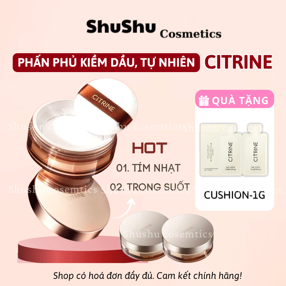 [TẶNG KHĂN NÉN] Phấn phủ bột CITRINE Kiềm dầu, bền màu, mang đến lớp nền tự nhiên cả ngày dài SHUSHU
