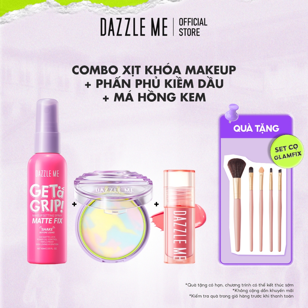 COMBO Phần phủ kiềm dầu HD Dazzle Me Better Than Filter HD Invisible Powder 5g + má hồng Blush 03 2.