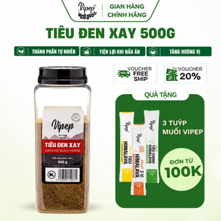 Tiêu đen xay tự nhiên vipep hũ nhựa 500g - gia vị vipep