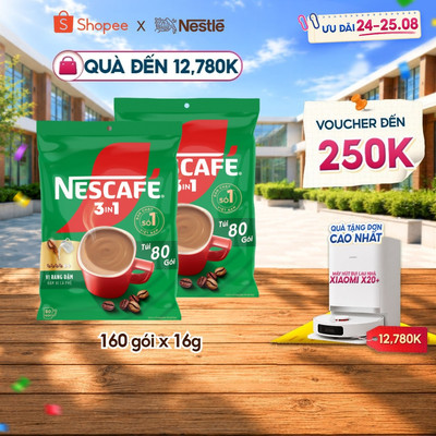 [Bịch lớn giá hời] Combo 2 Bịch Cà phê Hòa tan NESCAFÉ VỊ RANG ĐẬM 80 gói Đậm Thơm Hoàn Hảo