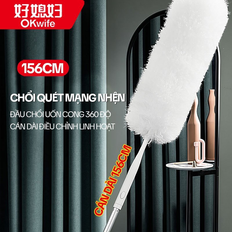 Chổi Quét Mạng Nhện OKwife HD-7823, Chổi Quét Trần Nhà, Cây Quét Mạng Nhện Đa Năng