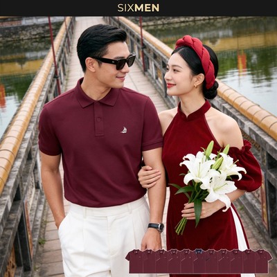 [Săn Deal 2/9] Áo Polo Nam SIXMEN Màu Đỏ Wine Vải Cá Sấu FeelMax Premium Co Giãn Thoáng Mát Form Regular Fit Lịch Lãm