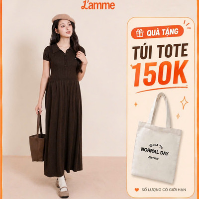 Váy Len Mongtoghi Cổ Polo Dáng Xòe Nhẹ Tôn Dáng, Đầm Bầu Bigsize Đi Làm Đi Chơi - VL106 L'AMME