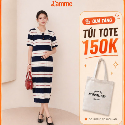 Váy Suông Bigsize Chất Len Mongtoghi Thiết Kế Vặn Thừng Kẻ Ngang Che Dáng, Thoải Mái - VL104 L'AMME