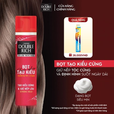 [CHÍNH HÃNG ĐỘC QUYỀN] Bọt tạo kiểu tóc Double Rich tạo phồng và giữ nếp cứng cho tóc 150ml