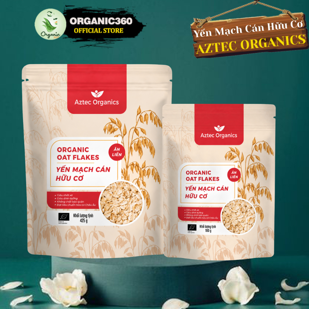Yến Mạch Ăn Liền Hữu Cơ AZTEC ORGANICS Organic Oat Flakes
