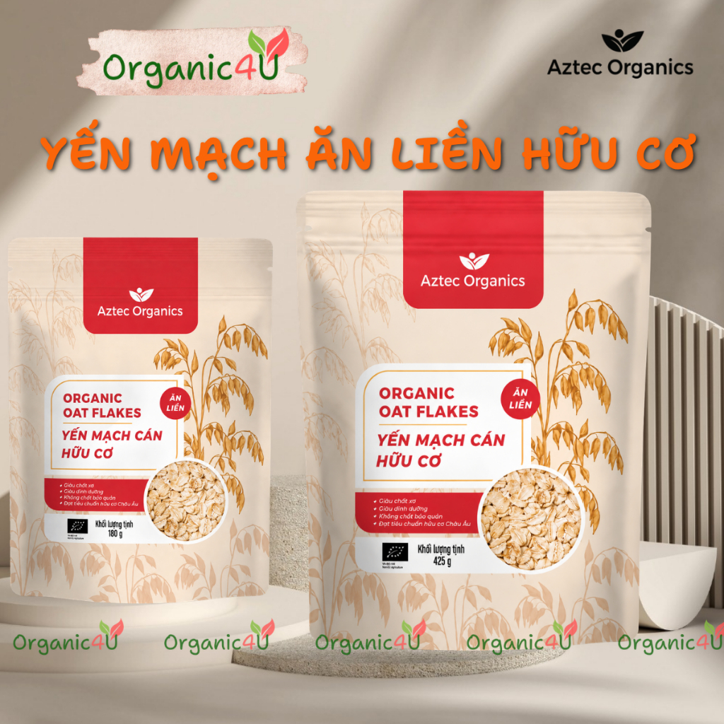 Yến Mạch Cán Mỏng Hữu Cơ AZTEC ORGANICS Organic Oat Flakes