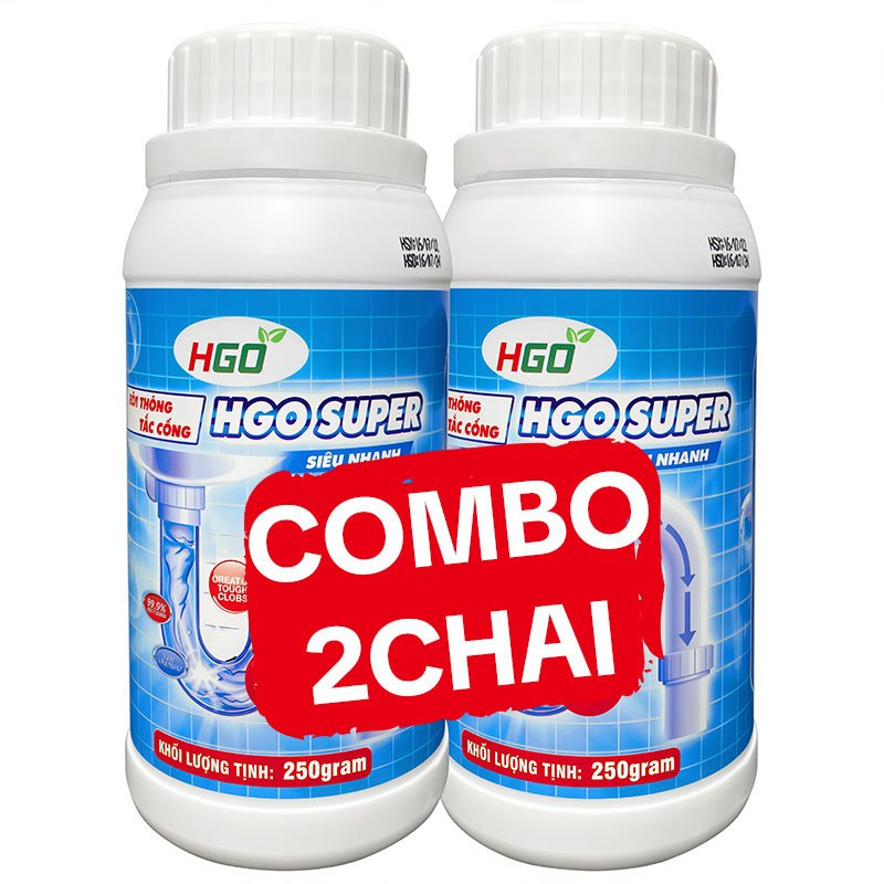 [COMBO 2] Bột Thông Cống Cực Mạnh HGO SUPER, Thông Tắc Bồn Cầu, Bồn Rửa Bát, Cống Thoát Nước 250G