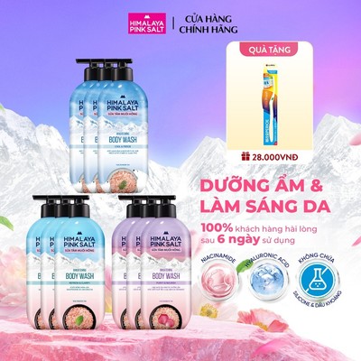 [CHÍNH HÃNG ĐỘC QUYỀN] Combo 3 Sữa tắm Muối hồng Himalaya mát lạnh, sạch sâu và dưỡng ẩm da 800g, nuôi dưỡng da mịn màng