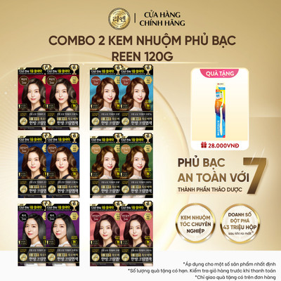 [CHÍNH HÃNG ĐỘC QUYỀN] Combo 2 Kem nhuộm tóc phủ bạc thảo dược ReEn an toàn và bền màu 120g, phủ bạc hiệu quả mềm mượt
