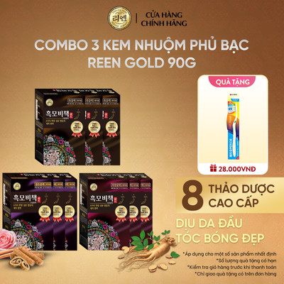 [CHÍNH HÃNG ĐỘC QUYỀN] Combo 3 Kem nhuộm tóc phủ bạc thảo dược cao cấp ReEn mềm mượt 90g, phủ bạc dịu nhẹ cho da đầu