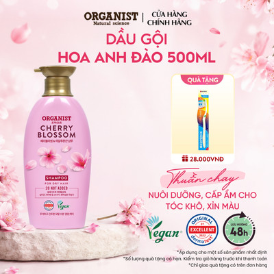 [CHÍNH HÃNG ĐỘC QUYỀN] Dầu gội thuần chay Organist Hương Hoa Anh Đào nuôi dưỡng tóc khô và xỉn màu 500ml