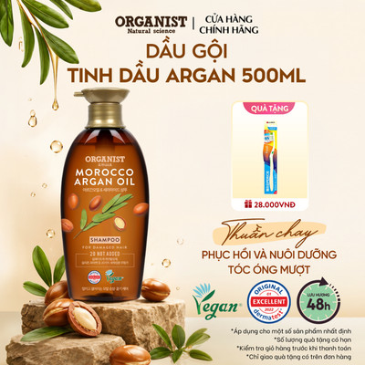 [CHÍNH HÃNG ĐỘC QUYỀN] Dầu gội thuần chay Organist tinh dầu Morocco Argan chăm sóc tóc hư tổn, chẻ ngọn 500ml