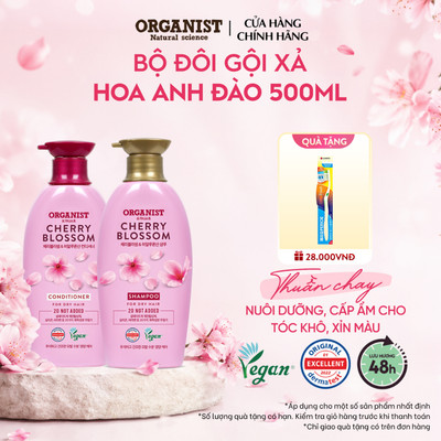 [CHÍNH HÃNG ĐỘC QUYỀN] Combo Dầu gội và Dầu xả thuần chay Organist Hương Hoa Anh Đào dưỡng tóc khô và xỉn màu 500mlx2