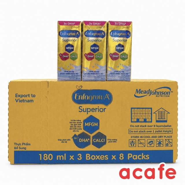 [Sản Phẩm Mới] Thùng 24 hộp Sữa Pha Sẵn Enfagrow A+ Superior 180ml Bổ Sung DHA và Canxi - ACAFE