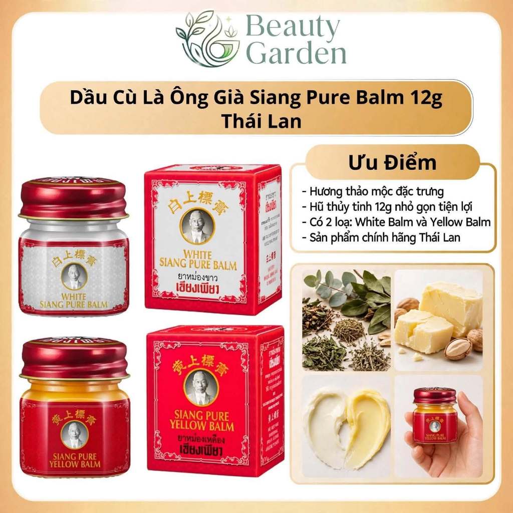 Dầu Cù Là Ông Già Siang Pure Thái Lan Thái trắng & Thái đỏ