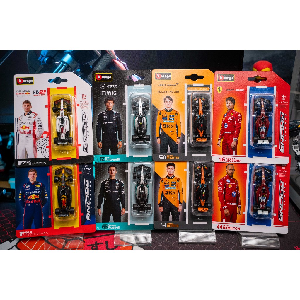 BBURAGO FORMULA 1 1:64-MÔ HÌNH XE ĐUA F1 CHÍNH HÃNG CARD EDITION Redbull, Ferrari, Mercedes, Mclaren