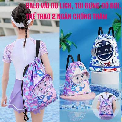 Balo vải dây đeo SPORTY BL8 họa tiết, túi đựng đồ đi bơi 2 ngăn chống thấm nước