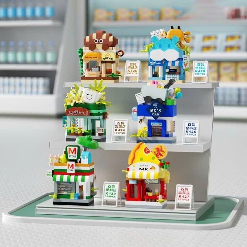 Lego 3D Mô Hình Shoping Quán Cà Phê Cửa Hàng Mini và Tranh Ghép xếp Mô Hình 3D bằng giấy xốp sáng tạ