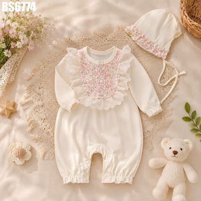Set Body Tay Dài Cổ Bèo Liền Thân 2 Túi Cho Bé Gái Sơ Sinh 1 2 Tuổi MINTSCLOSET - BS6556