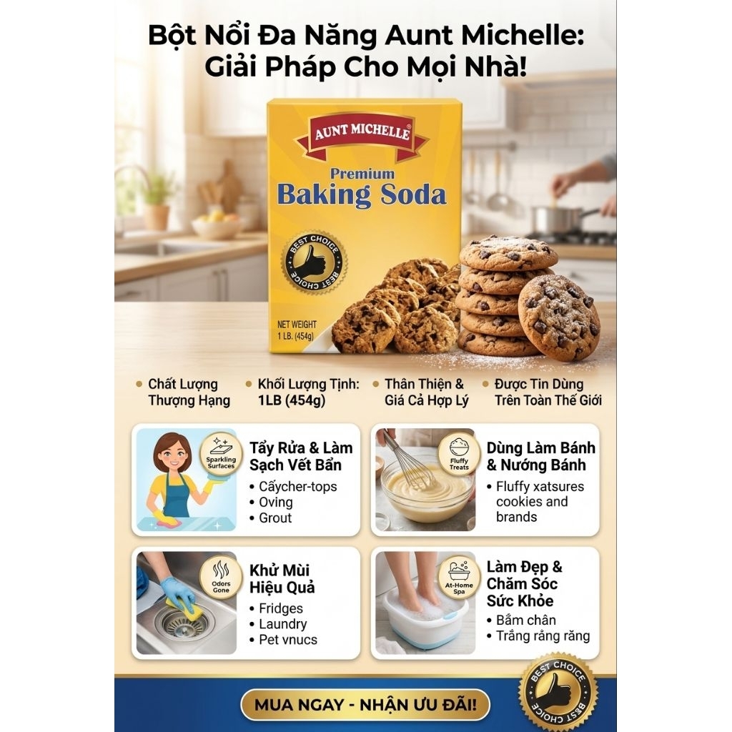 ✅[chính hãng]Bột baking soda(hộp 454 gram)