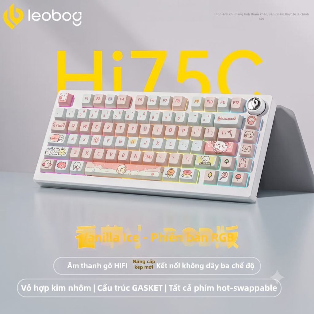 [TẶNG KÈM PAD CHUỘT] LEOBOG HI75C PRO - BÀN PHÍM CƠ NHÔM CNC - KẾT NỐI 3 MODE - LAYOUT 75% NÚM XOAY