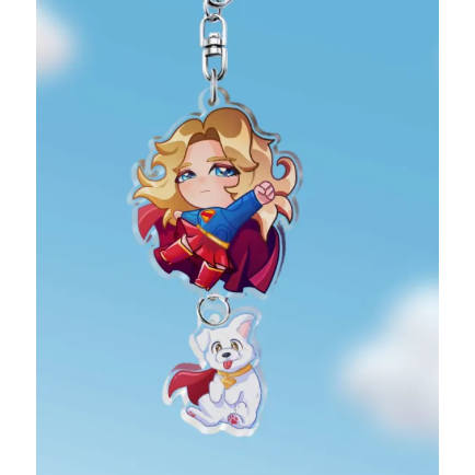 Supergirl Kara and Krypto Linked Keychain - Supergirl Keychain