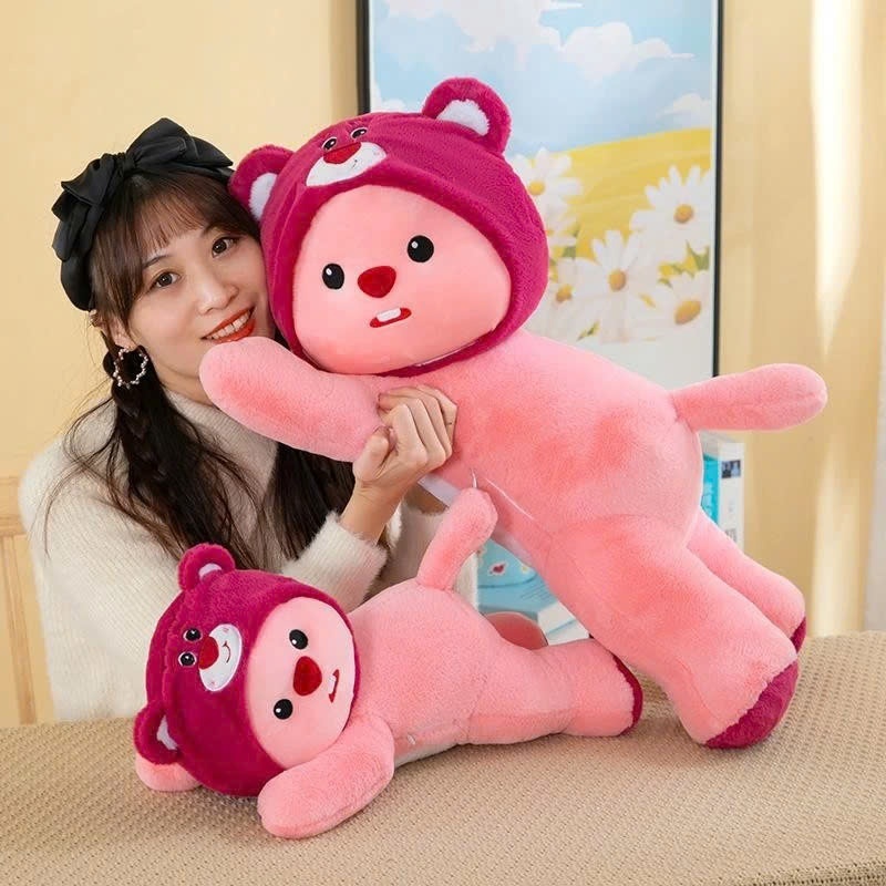 Gấu Bông Loopy Cosplay Gấu Dâu Nằm Dài-Thú Nhồi Bông Gấu Loopy Gấu Bông Ôm Ngủ Tựa Lưng Gác Chân