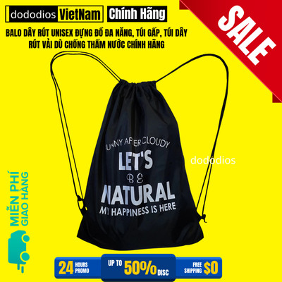 Balo Dây Rút Unisex Đựng Đồ Đa Năng, Túi Gấp, Túi Dây Rút Vải Dù Chống Thấm Nước - Chính Hãng Dododios