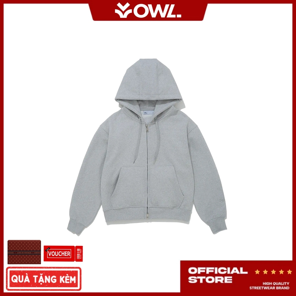 OWL Áo Hoodie Fullzip Owlbrand Logo Vải Dù Form Boxy Local Brand Unisex