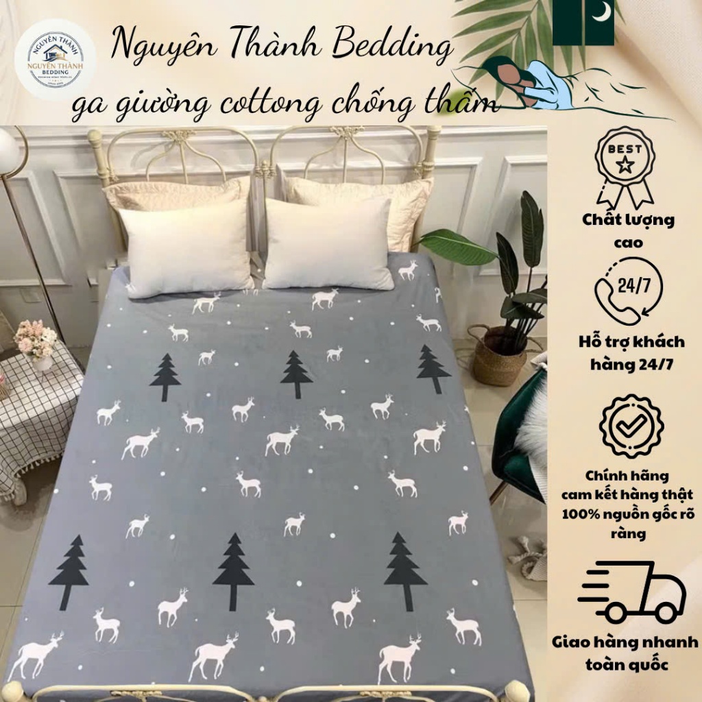 Ga Chống Thấm Cotton cho bé, Ga nệm chống thấm cao cấp 1m2x2m 1m4x2m 1m6x2m 1m8x2m 2mx2m2