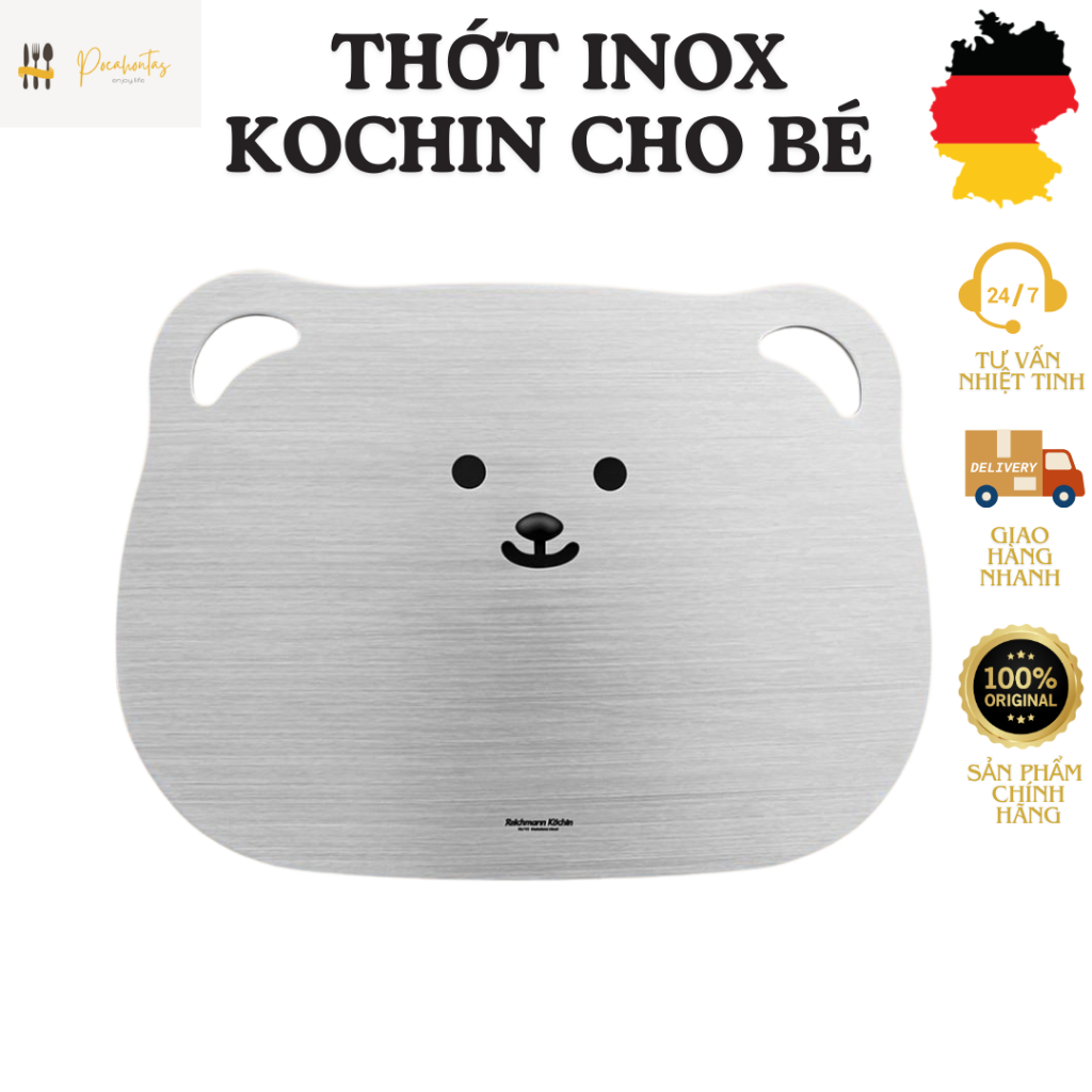 Thớt inox cho bé KOCHIN, thớt inox dành cho trẻ em, thớt chống mốc, thớt inox 316
