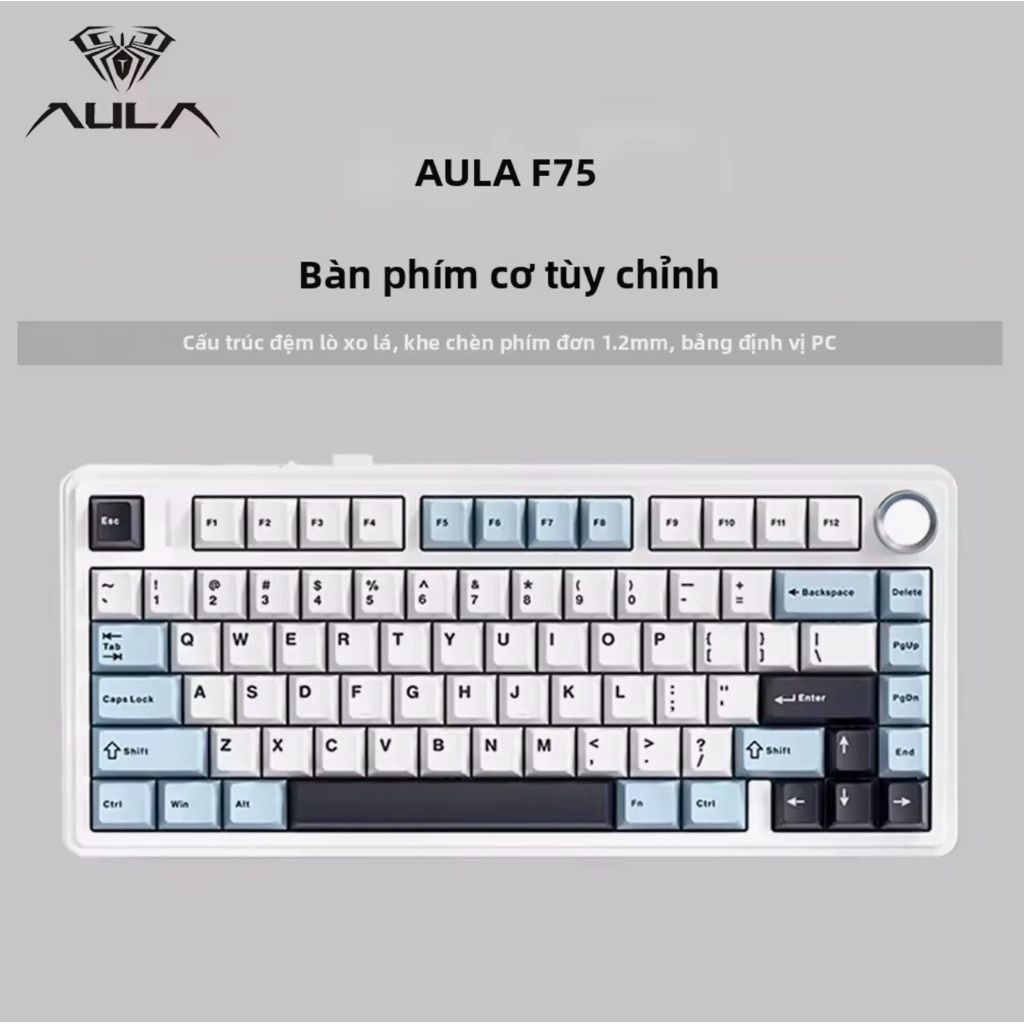 (new-3mode)bàn phím cơ không dây AULA F75 3 mode kết nối led RGB
