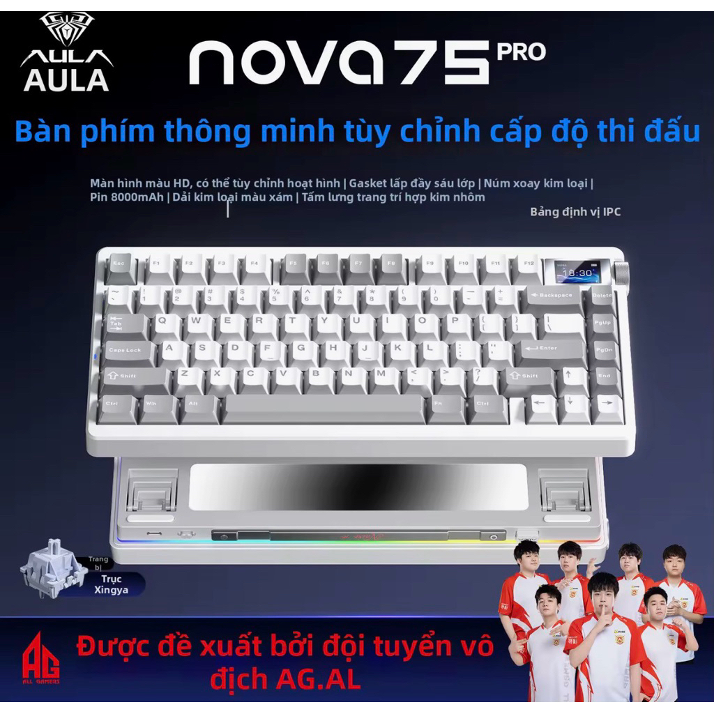 (new)Bàn phím cơ không dây AULA NOVA75-NOVA75 pro 3 mode