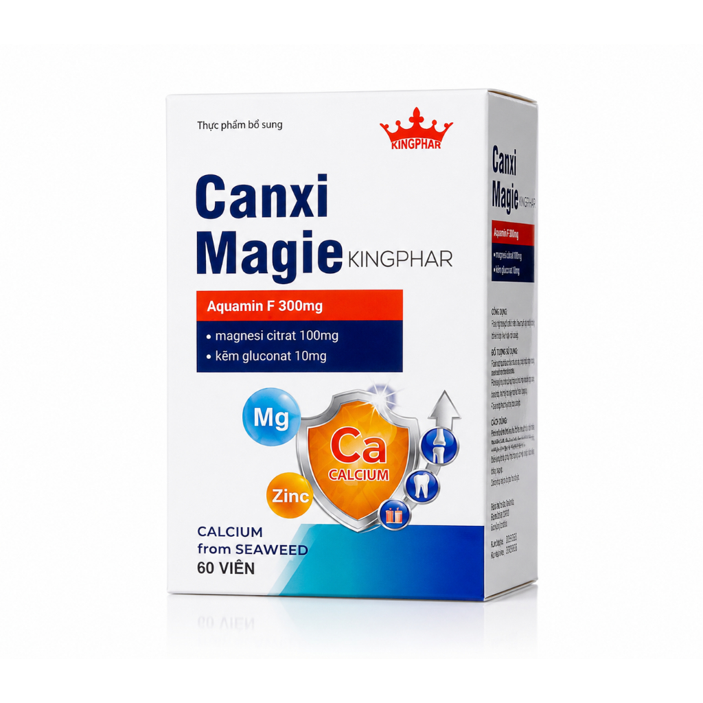 Viên Uống Canxi Magie Kingphar 60 Viên – Bổ Sung Canxi, Magie Và Kẽm Cho Cơ Thể