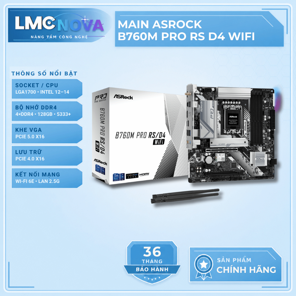 Mainboard ASRock B760M Pro RS/D4 WIFI ( LG1700 )