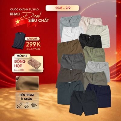Quần Short Kaki  Nam Basic Sleek Vải Kaki Cá Sấu Lưng Chun, Co Giãn Thoải Mái, Trẻ Trung - FEAER