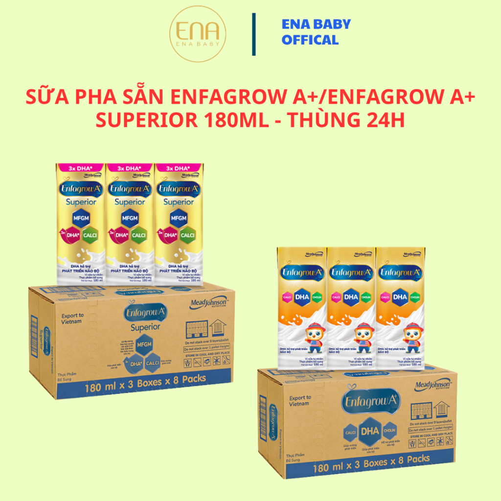 Sữa công thức pha sẵn Enfagrow A+/Enfagrow A+ Superior - Thái Lan - Hộp 180ml - Từ 1y (Thùng 24 hộp)
