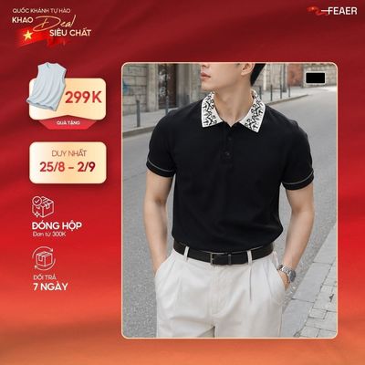 Áo polo SIGIL phối cổ họa tiết Jacquard dệt nổi, chất liệu Cotton Micro mềm mát thoáng khí, bo tay phối chỉ nổi tinh tế,