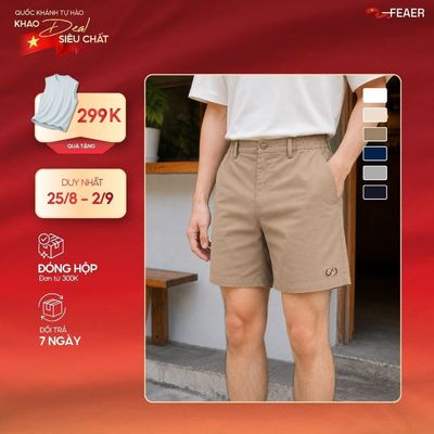 Quần short kaki nam Infinity Agile, form trên gối,co giãn dễ chiu, mềm mịn, tôn dáng - FEAER