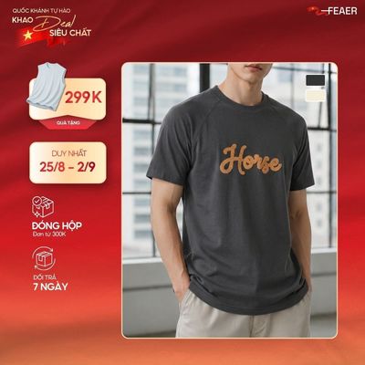 [DEAL ĐẠI LỄ] Áo thun HORSE thêu xù 3D nổi bật, năng động, trẻ trung, chất cotton tự nhiên mềm mịn thoáng mát - FEAER