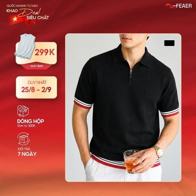 Áo Polo Nam Nyx vải dệt kim cao cấp mềm mịn, dày dặn, bo viền cổ tay tinh tế, họa tiết phối hiện đại - FEAER