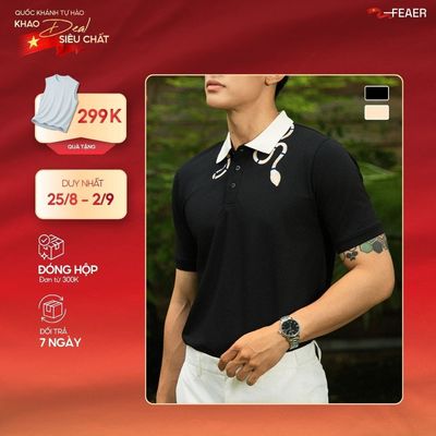 Áo polo nam có cổ Snake Necklace, chất vải CVC thấm hút mồ hôi, họa tiết thêu sang trọng - FEAER