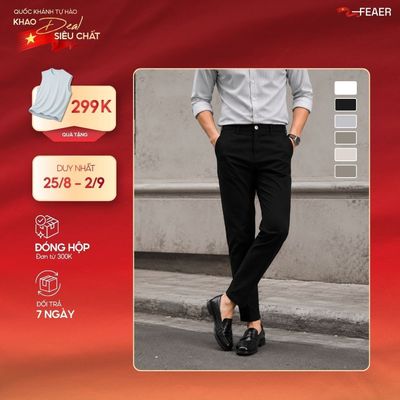Quần kaki dài Basic Slimfit V2 kết hợp Sizetab co giãn, trẻ trung, thanh lịch - FEAER