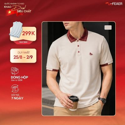 Áo polo PEGASUS cổ áo phối sắc đỏ nổi bật, họa tiết ngựa tinh xảo, chất vải Cotton Micro thoáng mát, phong cách lịch lãm