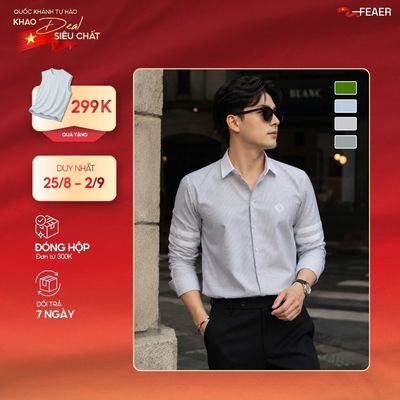Áo sơ mi tay dài BOISE chất liệu Oxford Line, trẻ trung, thanh lịch - FEAER