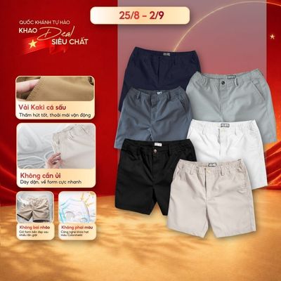 Quần Short Kaki Nam Basic Form Regular Trên Gối Vải Kaki Cá Sấu Lưng Chun, Co Giãn Thoải Mái, Trẻ Trung – FEAER