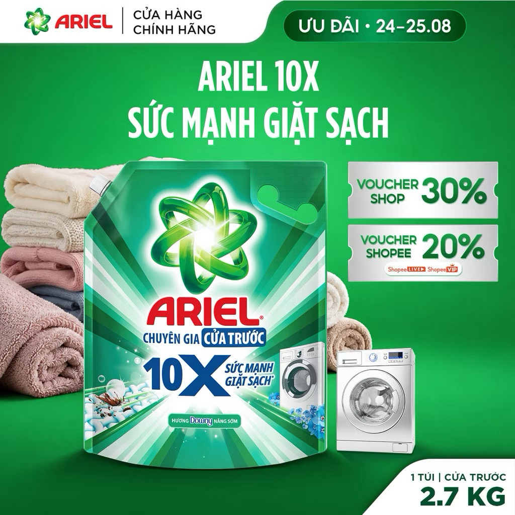 Nước Giặt Cửa Trước ARIEL 10X Giặt Nhanh 2.7KG