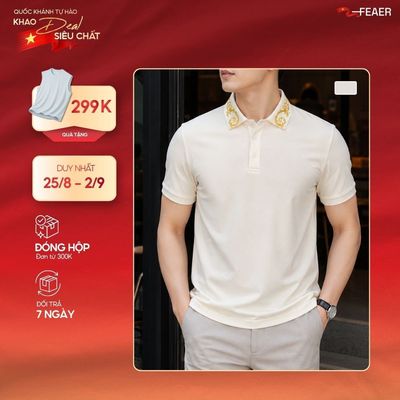 Áo polo nam cổ bẻ VEO họa tiết Baroque in nhiệt tinh xảo, chất vải CVC thoáng mát,thanh lịch – FEAER